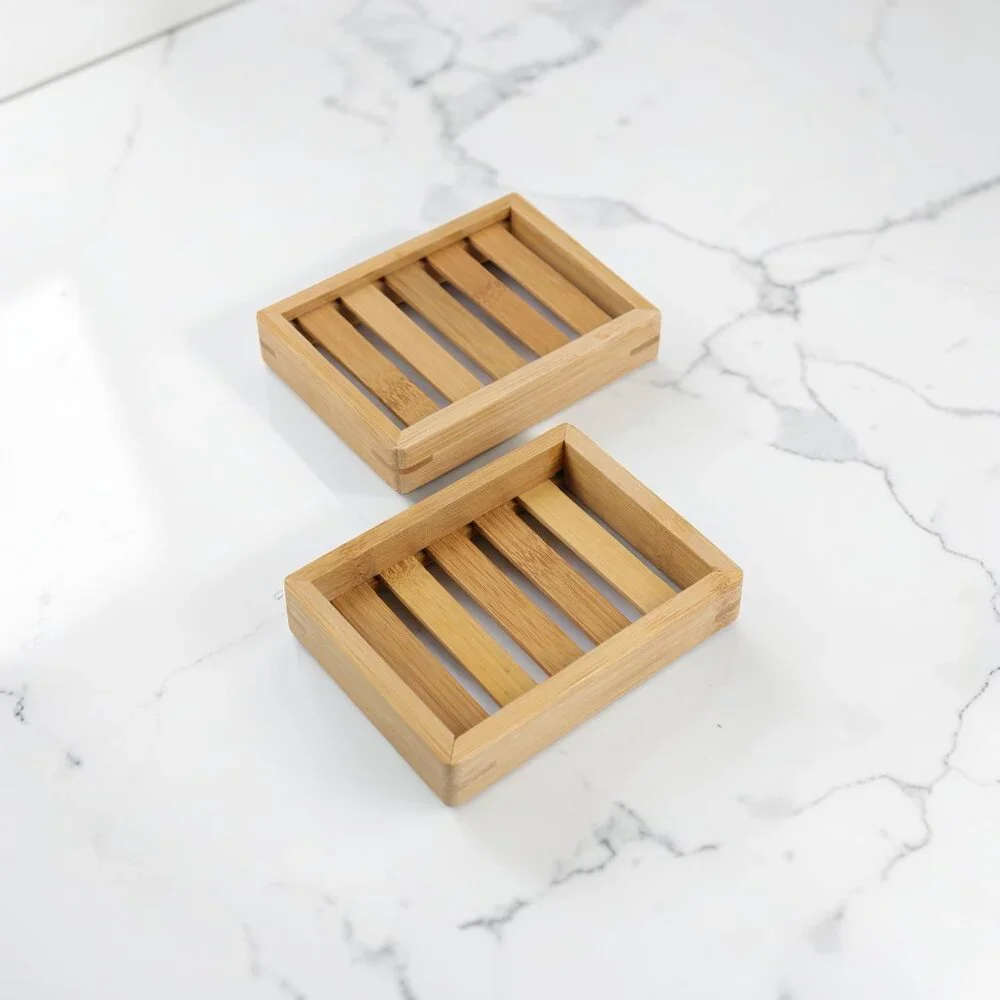 Set Of 2 Eco Friendly Natural Bamboo Soap Tray